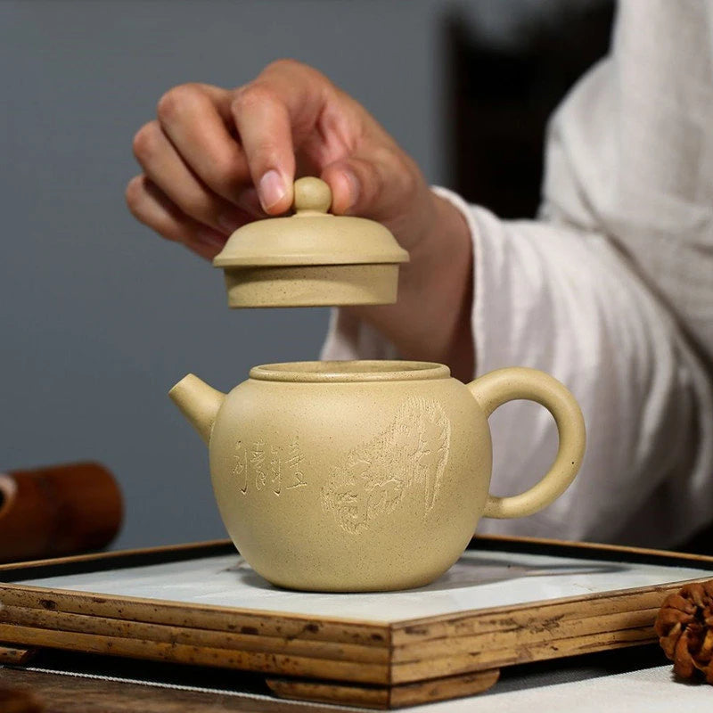 240ml Chinese Yixing Raw Ore Purple Clay Teapots Famous Artists Handmade Tea Pot Beauty Kettle Authentic Zisha Tea Set Teaware