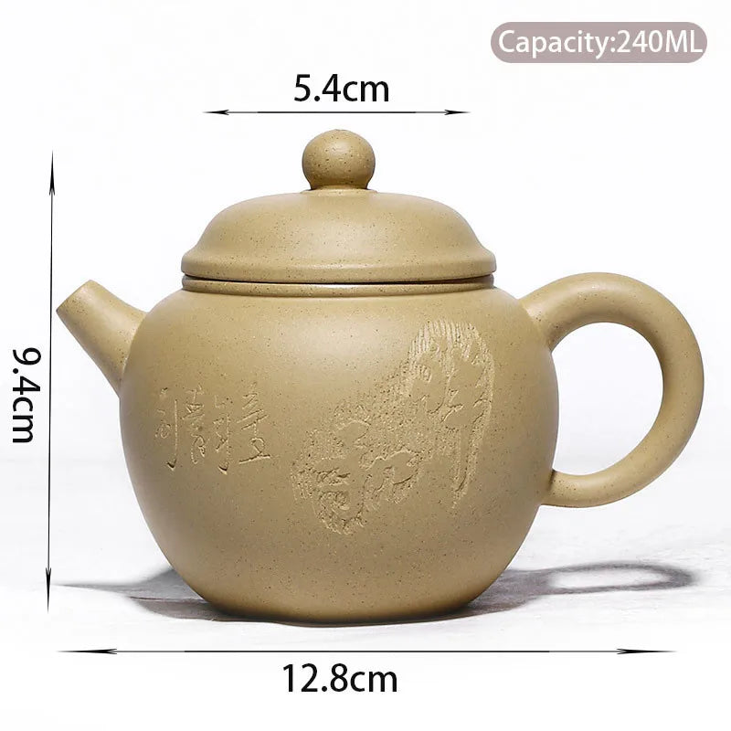 240ml Chinese Yixing Raw Ore Purple Clay Teapots Famous Artists Handmade Tea Pot Beauty Kettle Authentic Zisha Tea Set Teaware