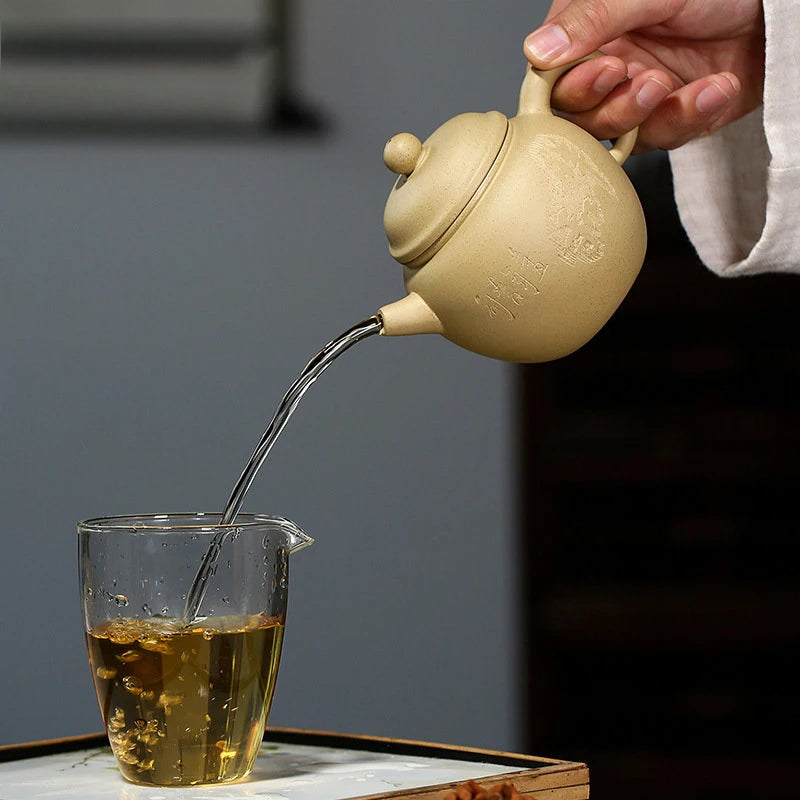 240ml Chinese Yixing Raw Ore Purple Clay Teapots Famous Artists Handmade Tea Pot Beauty Kettle Authentic Zisha Tea Set Teaware