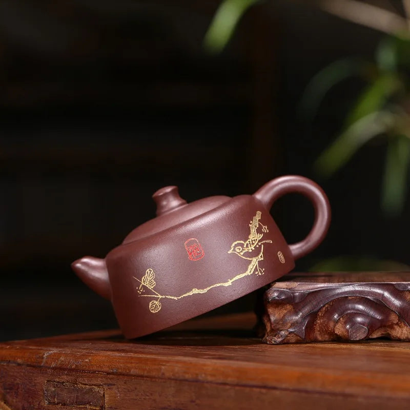 240ml Chinese Yixing Teapot Famous Master Handmade Well Bar Teapot Kung Fu Tea Set