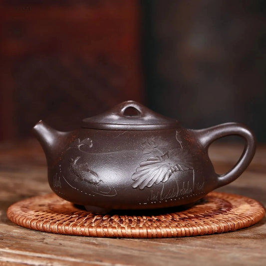 240ml Classic Yixing Purple Clay Teapot Home Filter Stone Scoop Kettle Handmade Tea Infuser Customized Chinese Zisha Tea Set
