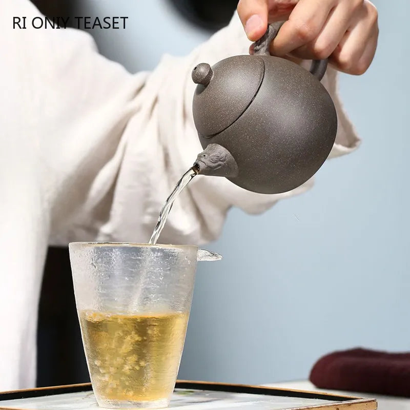 240ml Classic Yixing Purple Clay Teapots Handmade Section Mud Dragon Egg Tea Pot Zisha Beauty Filter Kettle Household Tea Set