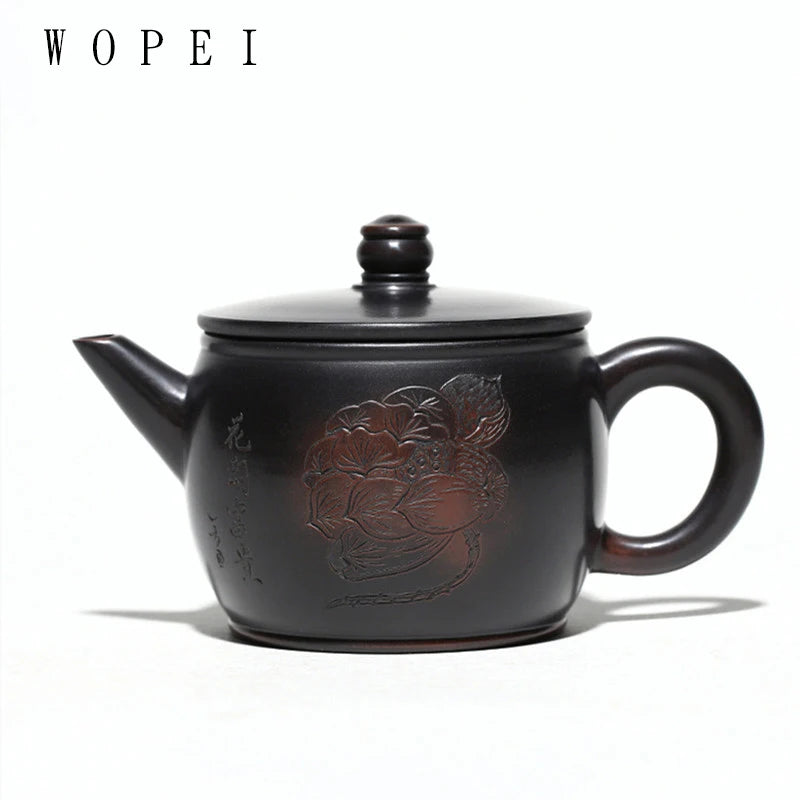 240ml Traditional Yixing Purple Clay Teapot Master Handmade Ball Hole Filter Tea Pot Large Diameter Kettle Chinese Zisha Tea Set