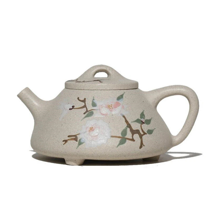 240ml Yixing Authentic Purple Clay Teapot Famous Artists Handmade Peony Stone Scoop Tea Pot Kettle Chinese Zisha Tea Set Teaware