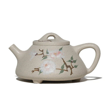 240ml Yixing Authentic Purple Clay Teapot Famous Artists Handmade Peony Stone Scoop Tea Pot Kettle Chinese Zisha Tea Set Teaware