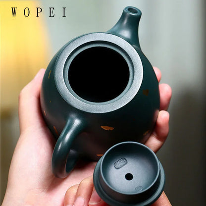 240ml Yixing High-end Purple Clay Teapot Master Handmade Tea Pot Raw Ore Dark Green Mud Kettle Collection Chinese Zisha Tea Set