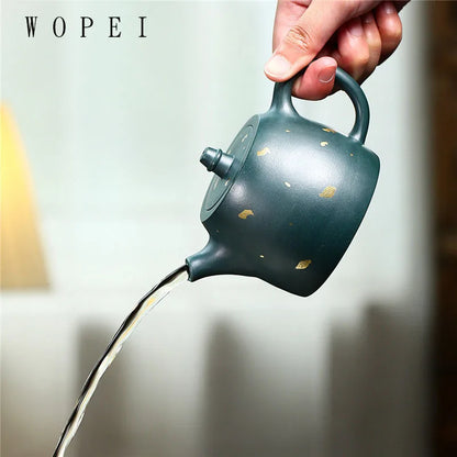 240ml Yixing High-end Purple Clay Teapot Master Handmade Tea Pot Raw Ore Dark Green Mud Kettle Collection Chinese Zisha Tea Set