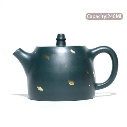 240ml Yixing High-end Purple Clay Teapot Master Handmade Tea Pot Raw Ore Dark Green Mud Kettle Collection Chinese Zisha Tea Set