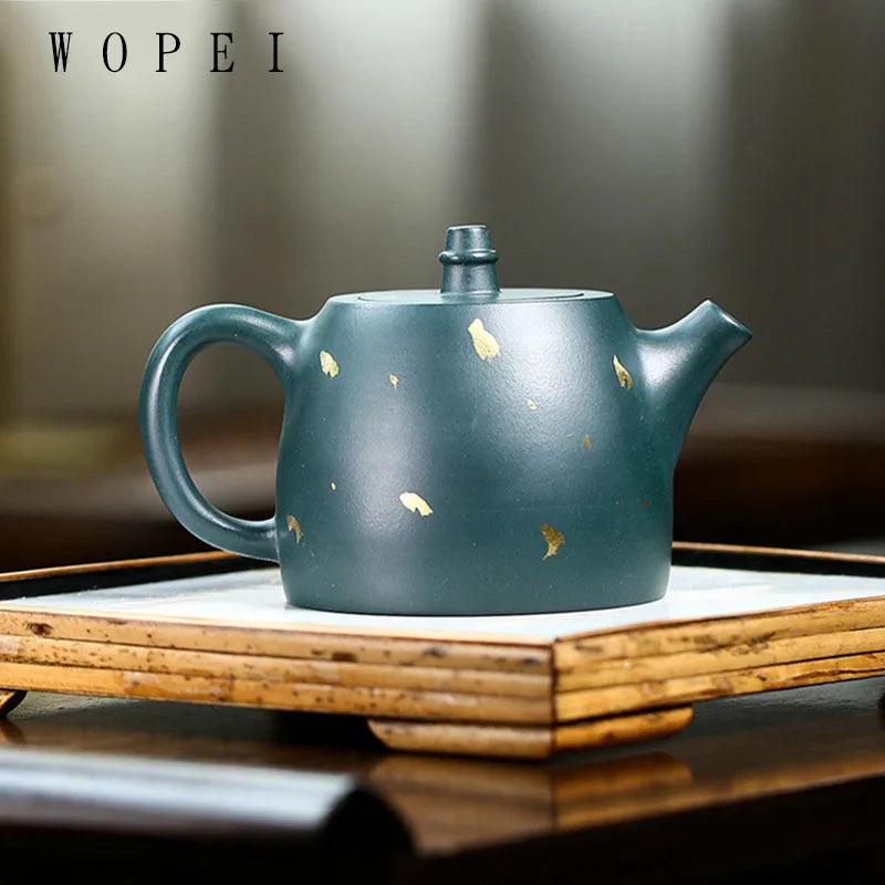 240ml Yixing High-end Purple Clay Teapot Master Handmade Tea Pot Raw Ore Dark Green Mud Kettle Collection Chinese Zisha Tea Set
