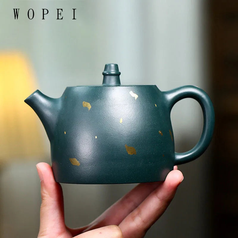 240ml Yixing High-end Purple Clay Teapot Master Handmade Tea Pot Raw Ore Dark Green Mud Kettle Collection Chinese Zisha Tea Set