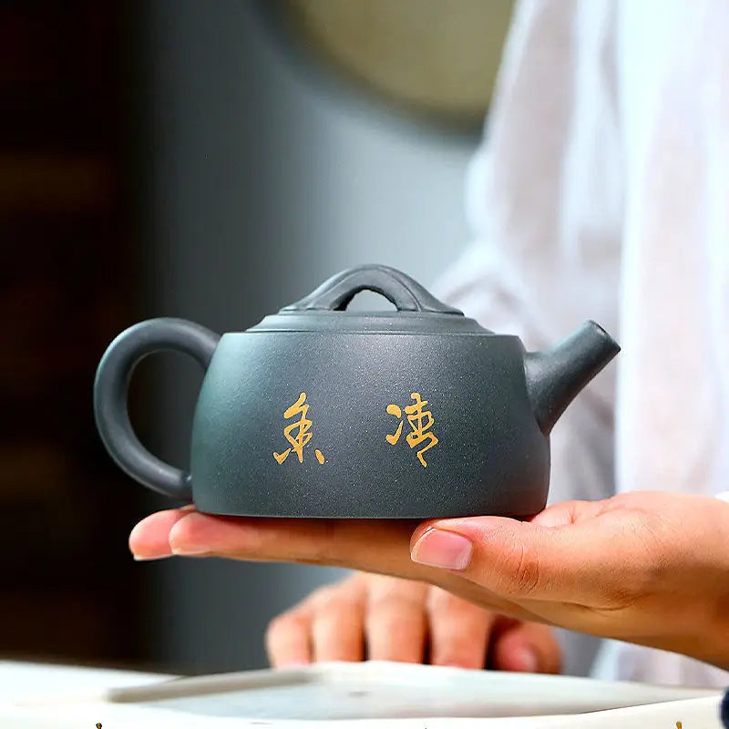 240ml Yixing Tea Pot Purple Clay Filter Stone Scoop Teapot Kettle Raw Ore Handmade Tea Set