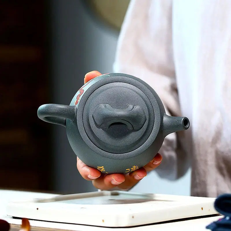 240ml Yixing Tea Pot Purple Clay Filter Stone Scoop Teapot Kettle Raw Ore Handmade Tea Set