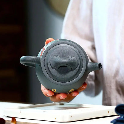 240ml Yixing Tea Pot Purple Clay Filter Stone Scoop Teapot Kettle Raw Ore Handmade Tea Set