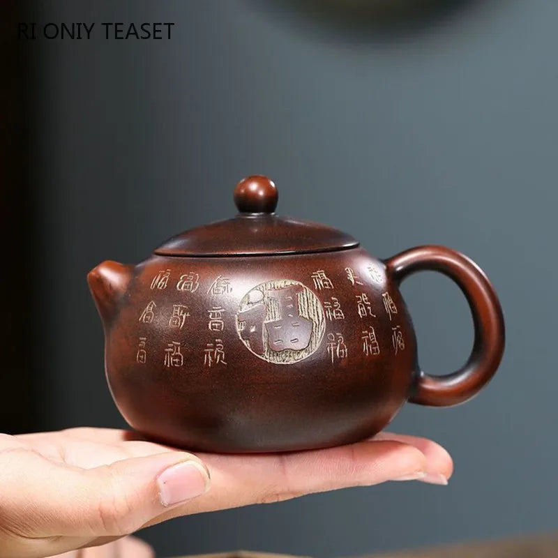 240ml Yixing Traditional Purple Clay Teapots Master Handmade Ball Hole Filter Xishi Tea Pot Home Kettle Chinese Zisha Tea Set