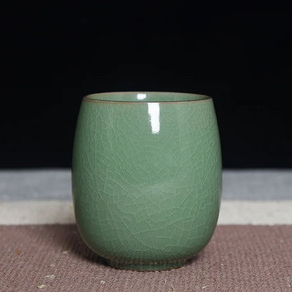 240ml marked cup longquan celadon porcelain tea cup brother kiln geyao crackle glaze ceramic kungfu tea cups for Pu'er tea new