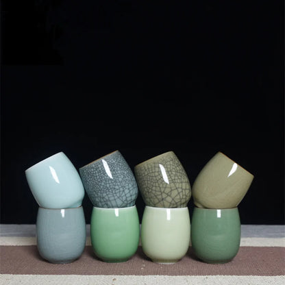 240ml marked cup longquan celadon porcelain tea cup brother kiln geyao crackle glaze ceramic kungfu tea cups for Pu'er tea new