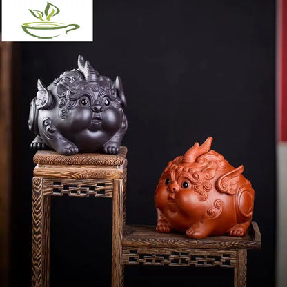 Purple Sand PI XiuWealth Tea Play Ceramic Animal Statue Chinese God Beast Lovely Home Tea Room, Room Office Art Statue