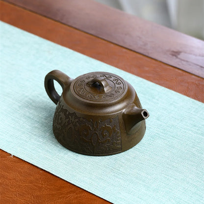 245cc Chinese Yixing Large Diameter High-end Purple Clay Teapot Famous Handmade Tea Pot Raw ore Mud Kettle Zisha Kungfu Tea Set
