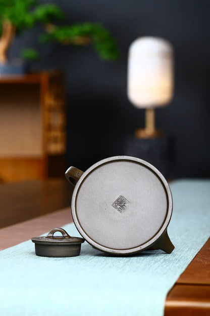 245cc Chinese Yixing Large Diameter High-end Purple Clay Teapot Famous Handmade Tea Pot Raw ore Mud Kettle Zisha Kungfu Tea Set