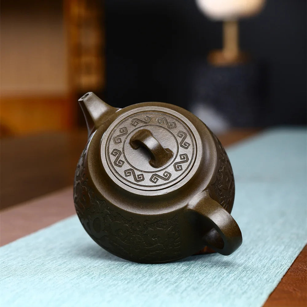 245cc Chinese Yixing Large Diameter High-end Purple Clay Teapot Famous Handmade Tea Pot Raw ore Mud Kettle Zisha Kungfu Tea Set