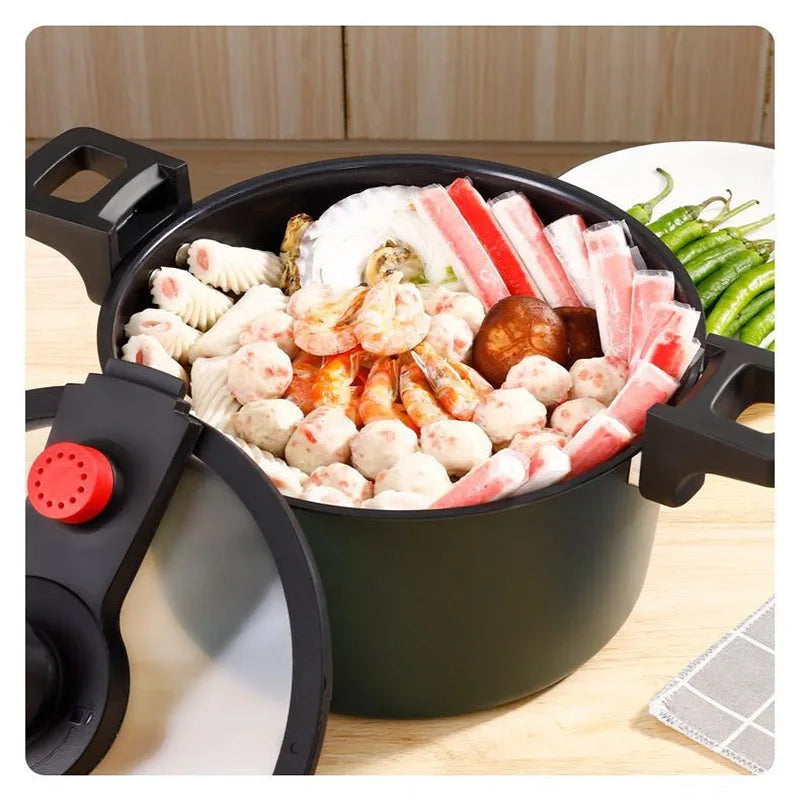 24CM/6L Green Cast Iron Pressure Cooker Outdoor Camping And Kitchen Pot General Purpose For Induction Cookers And Gas Cookers