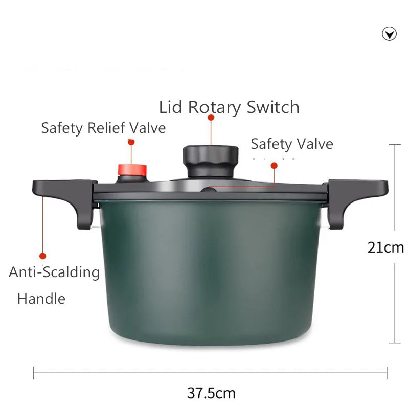 24CM/6L Green Cast Iron Pressure Cooker Outdoor Camping And Kitchen Pot General Purpose For Induction Cookers And Gas Cookers