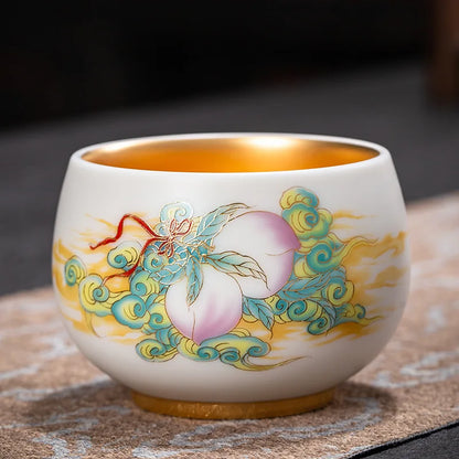 24K Gilt Suet Jade Porcelain Cup Jianzhan Tea Calendula Tiger Master Gift Box Personal Ceramic Cups Teaware Kitchen Dining Bar