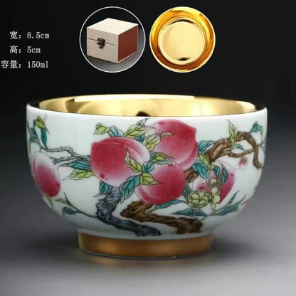 24K Gilt Suet Jade Porcelain Cup Jianzhan Tea Calendula Tiger Master Gift Box Personal Ceramic Cups Teaware Kitchen Dining Bar