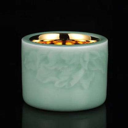 24K Gilt Suet Jade Porcelain Cup Jianzhan Tea Calendula Tiger Master Gift Box Personal Ceramic Cups Teaware Kitchen Dining Bar