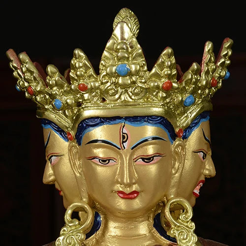 24cm LARGE # GOOD-Buddhist Buddhism efficacious Safety Protection Tibet Nepal Gold-plated Mother Langjiama brass Buddha statue