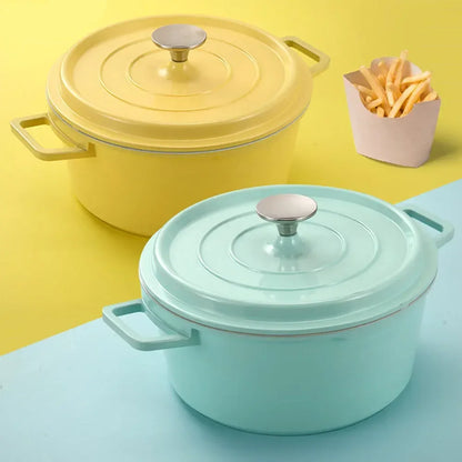 24cm Saucepan Pots Uncoated Nonstick Frying Pan Lid Tableware Soup Pot Enamel Gas Burner Casserole Cooking Kitchen Cookware
