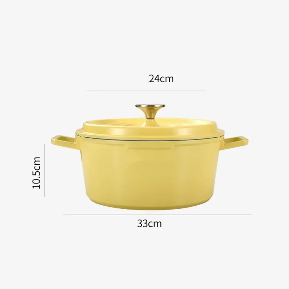24cm Saucepan Pots Uncoated Nonstick Frying Pan Lid Tableware Soup Pot Enamel Gas Burner Casserole Cooking Kitchen Cookware