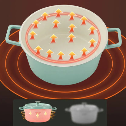 24cm Saucepan Pots Uncoated Nonstick Frying Pan Lid Tableware Soup Pot Enamel Gas Burner Casserole Cooking Kitchen Cookware