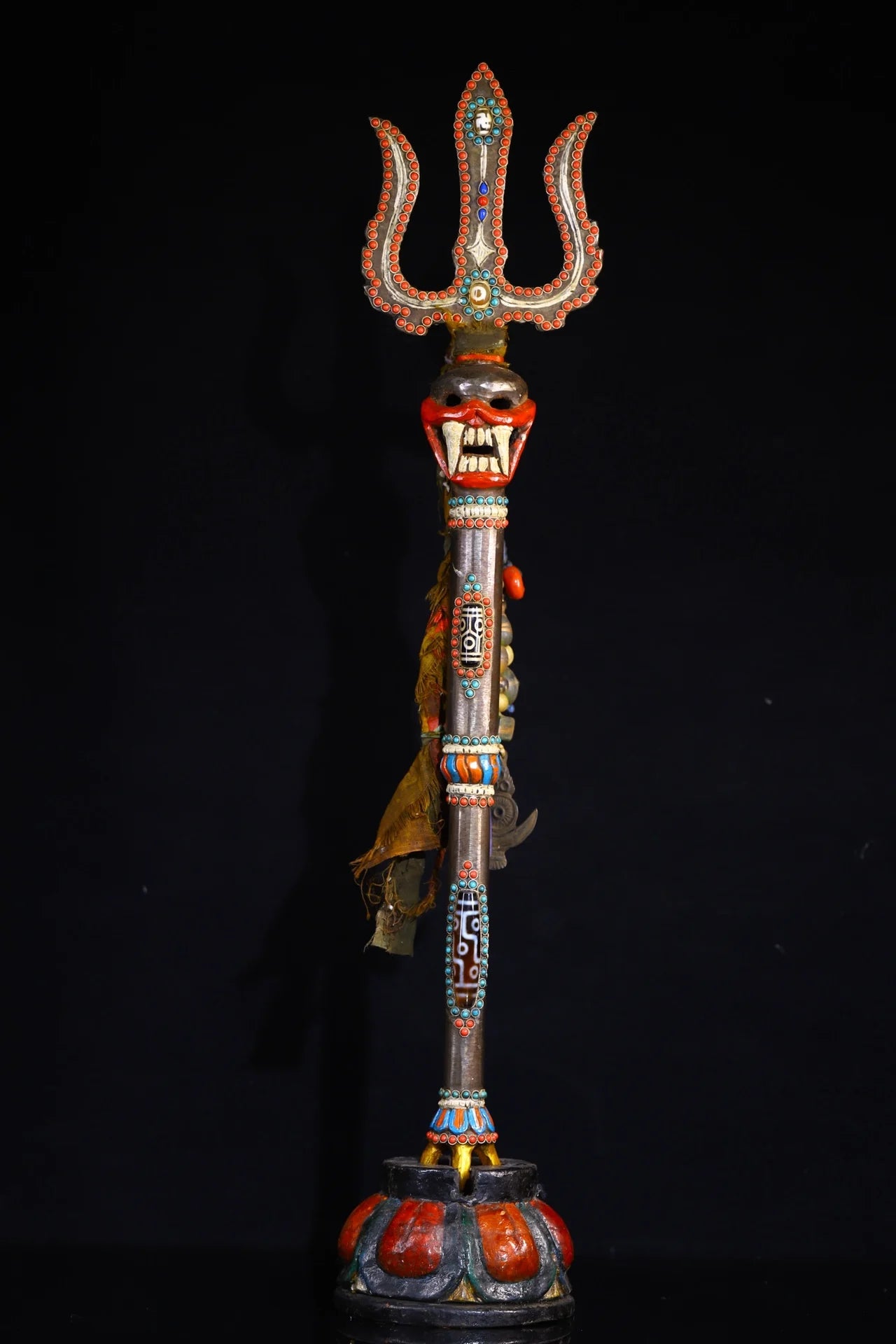 25 "مجموعة معبد التبت Tiantie جوهرة Dzi الخرز الجمجمة رئيس جثة الغابات شوكة شكل Dorje Vajra Phurpa ماجيك سلاح طرد الأرواح