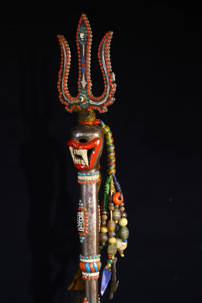 25 "مجموعة معبد التبت Tiantie جوهرة Dzi الخرز الجمجمة رئيس جثة الغابات شوكة شكل Dorje Vajra Phurpa ماجيك سلاح طرد الأرواح