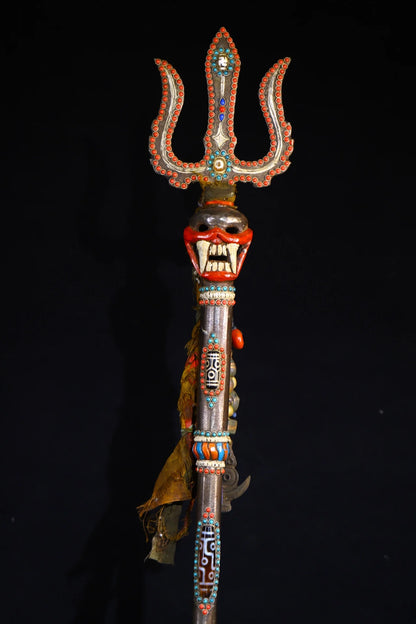 25 "مجموعة معبد التبت Tiantie جوهرة Dzi الخرز الجمجمة رئيس جثة الغابات شوكة شكل Dorje Vajra Phurpa ماجيك سلاح طرد الأرواح