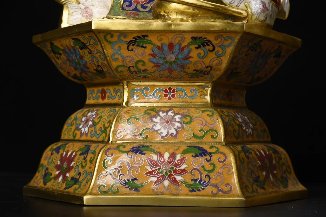 25"Tibetan Temple Collection Old Bronze Cloisonne Enamel Eephant Statue Gourd Lotus Base Butterfly Candlestick Pair Worship Hall
