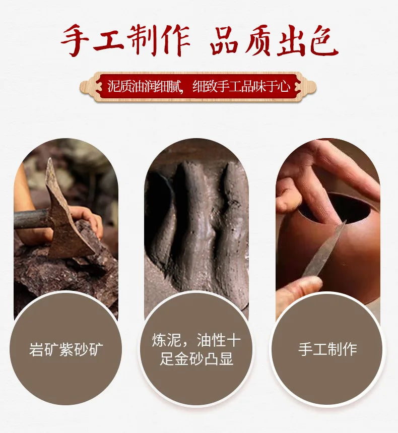 250ML Yixing Purple Clay Teapot Machine-made Xishi Tea Pot Raw Ore Dahongpao Quality Teaware Oolong Pu're Tea Set Filter Kettle