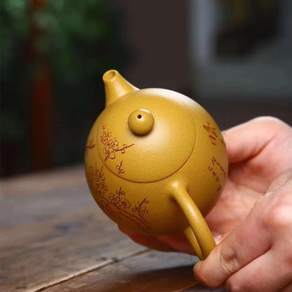 250cc Chinese teapot Yixing Purple Clay Pot Pure Handmade Original Gold Dragon Egg Pot Kung Fu Tea Set Teapot Small Capacity
