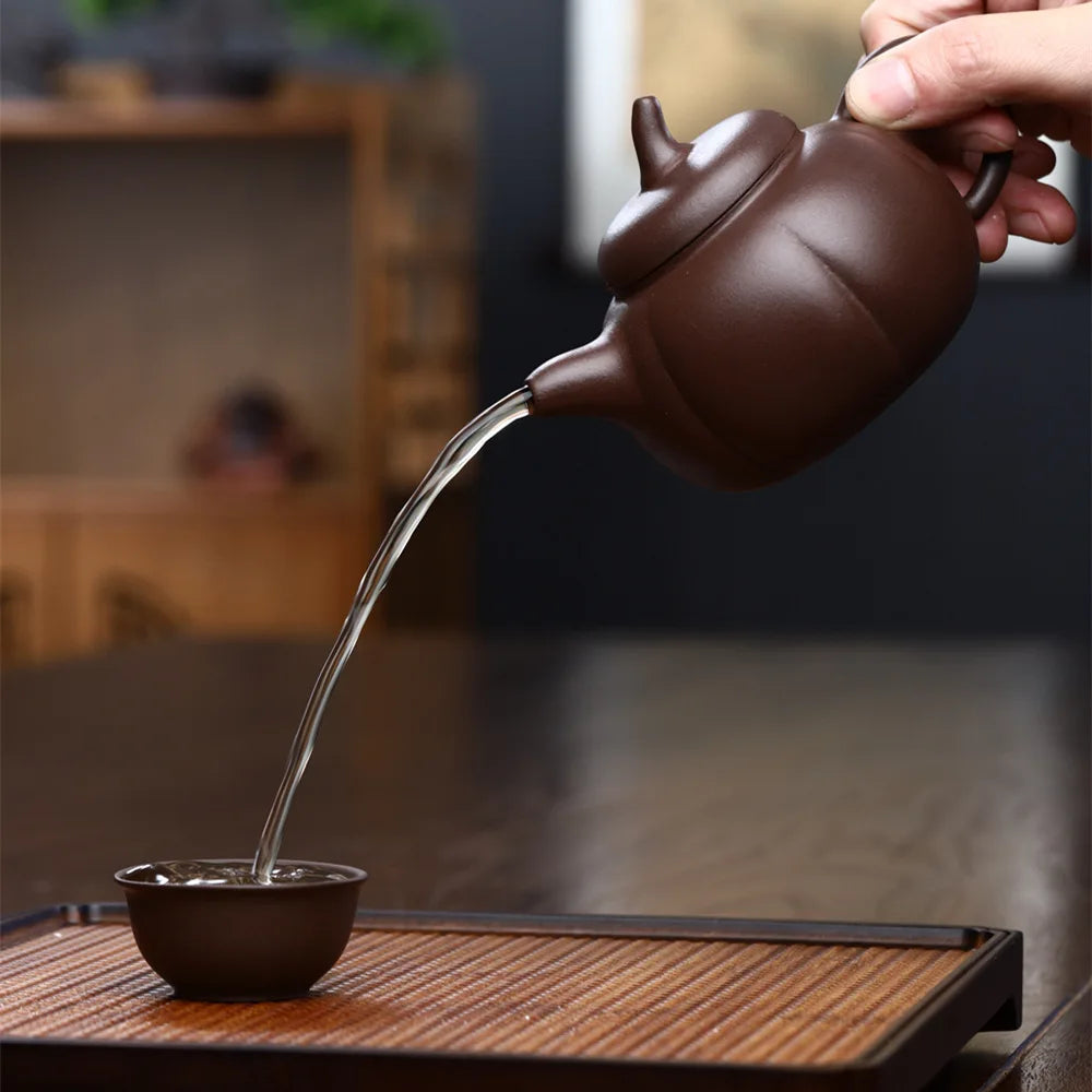 250cc Yixing Pumpkin Tea Pot Purple Clay Teapots Handmade Zisha Tea Set Authentic Teaware