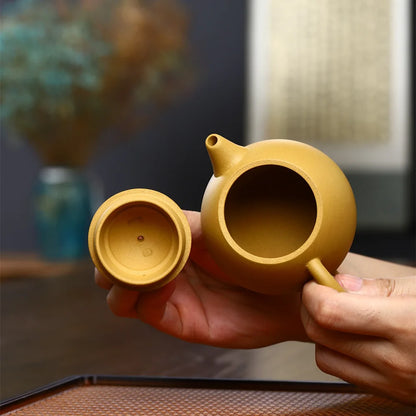 250cc Yixing Pure Handmade Purple Clay Pot Section Mud Raw Mine Duoqiu Pot Kung Fu Tea Set Household Tea Pot