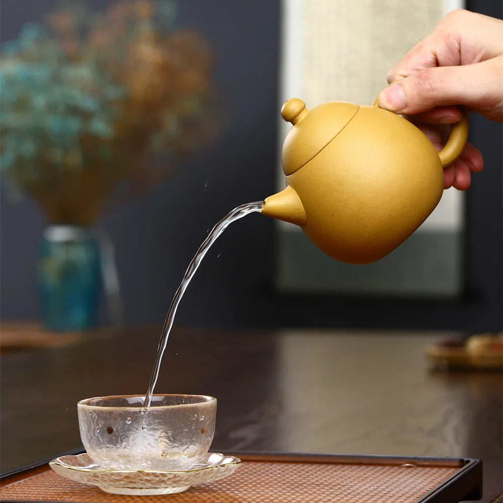 250cc Yixing Pure Handmade Purple Clay Pot Section Mud Raw Mine Duoqiu Pot Kung Fu Tea Set Household Tea Pot