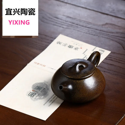 250cc Yixing Purple Clay Teapot Stone Scoop Tea Pot Beauty Kettle Raw Ore Handmade Teaware Tea Ceremony Gifts