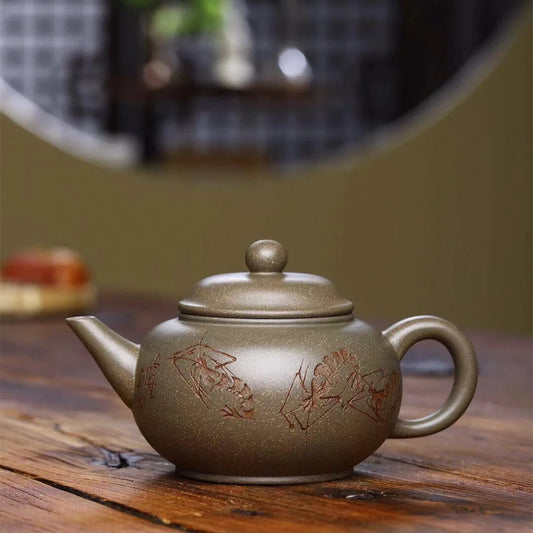 250cc Yixing Raw Ore Purple Sand Shipiao Pot Traditional Pattern Purple Clay Teapot Handmade Kettle Tea Pot Kung Fu Teaware
