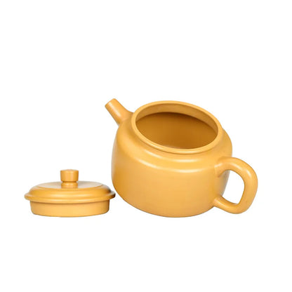 250cc Yixing Zisha Teapot Flat Xishi Pot Chinese Tea Ceremony Zisha Teapot Raw Yellow Clay Handmade Teapot