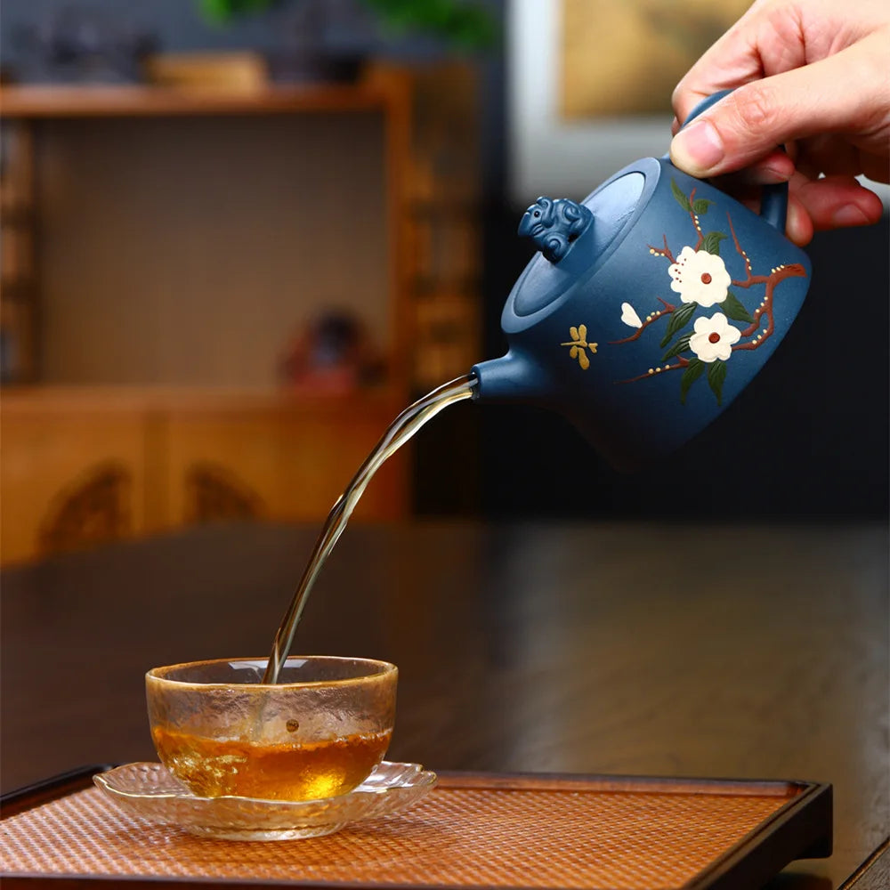 250cc Yixing tea pot purple clay Stone scoop teapot Chinese handmade Tea set Raw ore custom Authentic