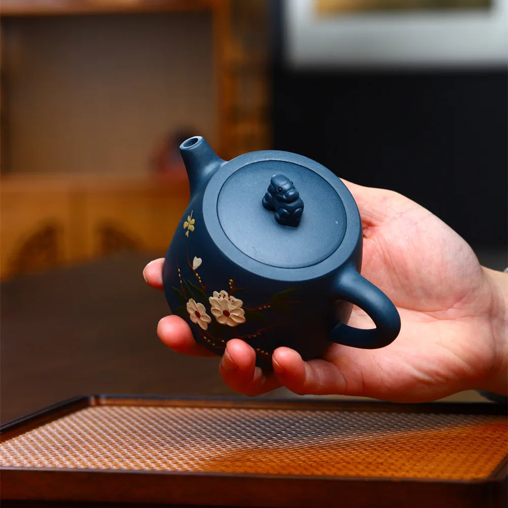 250cc Yixing tea pot purple clay Stone scoop teapot Chinese handmade Tea set Raw ore custom Authentic