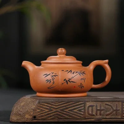 250cc Zisha Pot Yixing Original Mine Authentic Famous Handmade Dahongpao Purple Sand Tea Set Bamboo Leaf Clear Cement Tea Pot