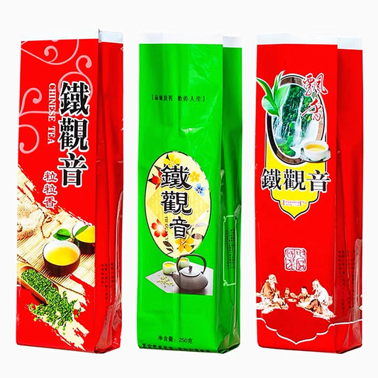 250g China TieGuanYin Oolong Tea Set Vacuum Plastic Bags Anxi Tie Guan Yin Green Tea Recyclable Compression Packing Bag