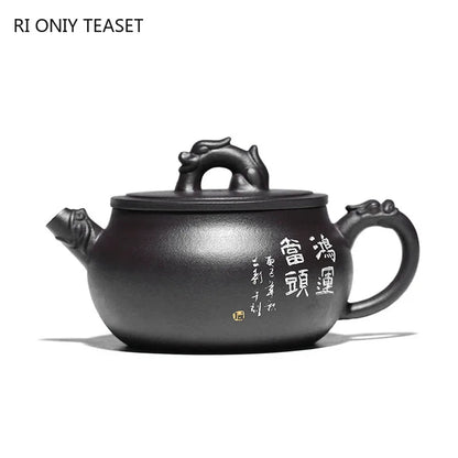 250ml Authentic Yixing Purple Clay Teapots Raw Ore Black Mud Handmade Tea Pot Household Zisha Filter Tea Kettle Chinese Teaware